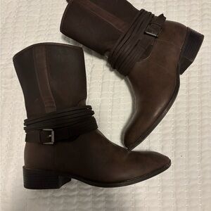 Chap’s Brown Leather Ankle Boots with Buckle